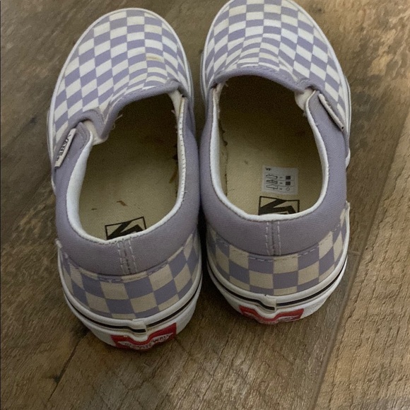 Vans Kids Checkerboard Slip-On Shoes - Purple and White - Picture 2 of 4